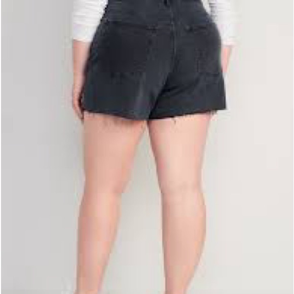 High-Waisted Button-Fly OG Straight Black-Wash Cutoff Jean Shorts Sz12 - Picture 5 of 5